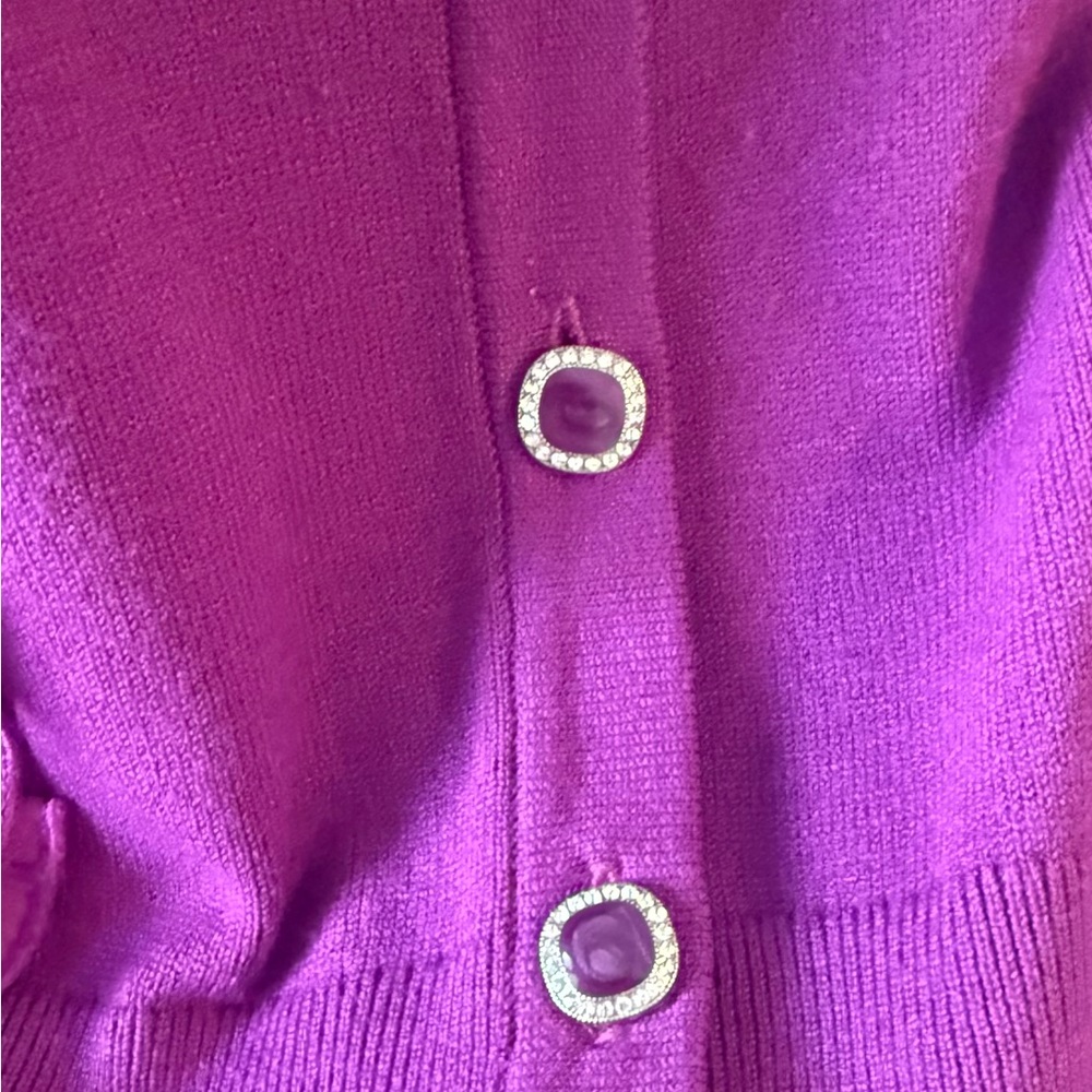 Anne Fontaine, Celine Cardigan Purple Ruffled Women's‎ Sweater size 12 - Picture 4 of 4